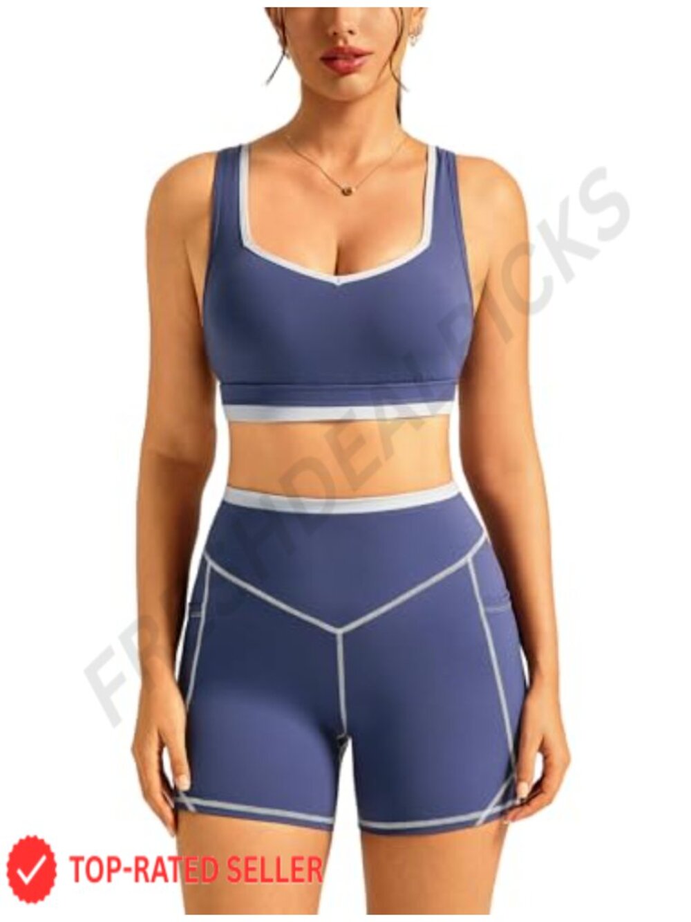 Two Piece Workout Set Polyamide Elastane Sports Bra High Waist Biker Shorts Gym